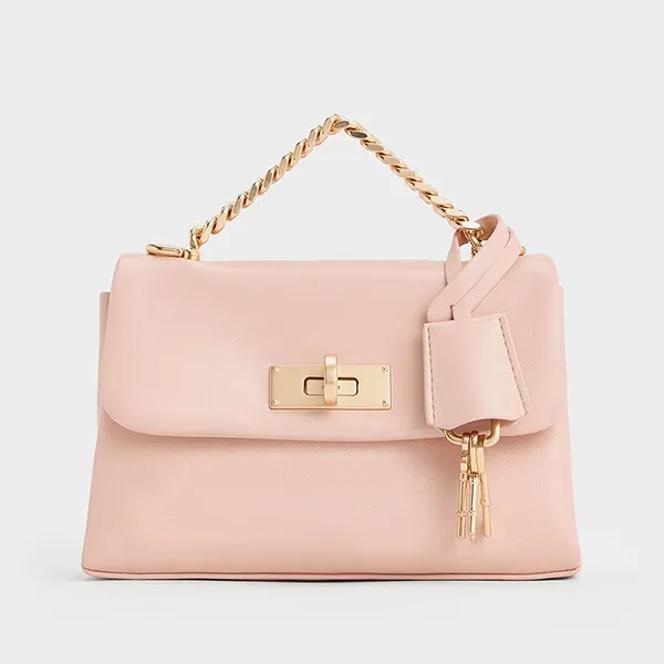 Túi Xách Tay Nữ Charles & Keith CNK Mini Kerry Rectangular Crossbody Bag Light Pink CK2-80782516 Màu Hồng Nhạt
