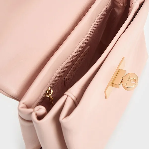 Túi Xách Tay Nữ Charles & Keith CNK Mini Kerry Rectangular Crossbody Bag Light Pink CK2-80782516 Màu Hồng Nhạt