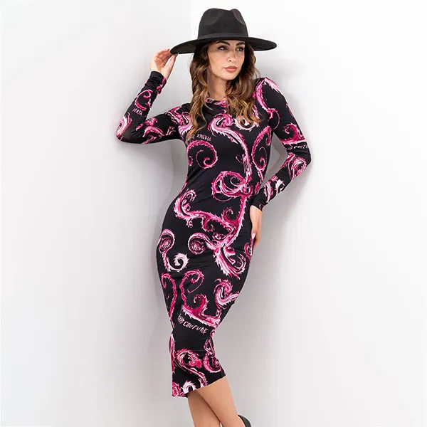 Váy Body Nữ Versace Jeans Couture Abito 77HAO9B0 JS358 QY2 Màu Đen Hồng Size 40 - Thời trang - Vua Hàng Hiệu