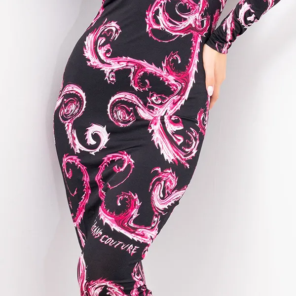 Váy Body Nữ Versace Jeans Couture Abito 77HAO9B0 JS358 QY2 Màu Đen Hồng Size 40 - Thời trang - Vua Hàng Hiệu