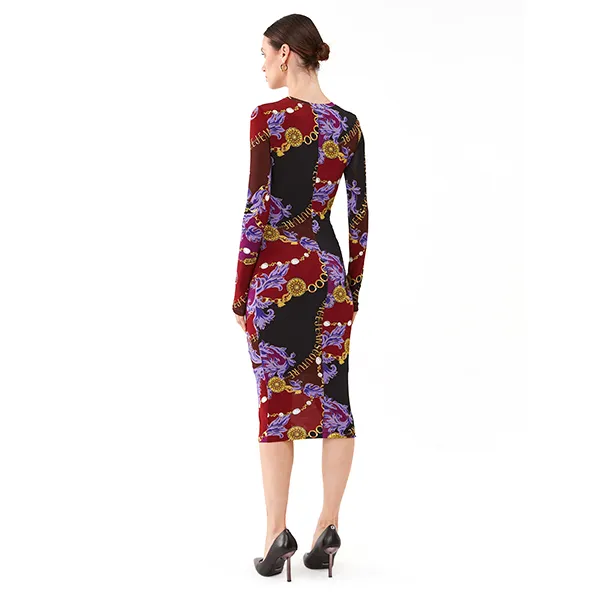 Váy Versace Jeans Couture Violet Slim Fit Dress 75HAO920 JS204 G51 Phối Màu Size 40