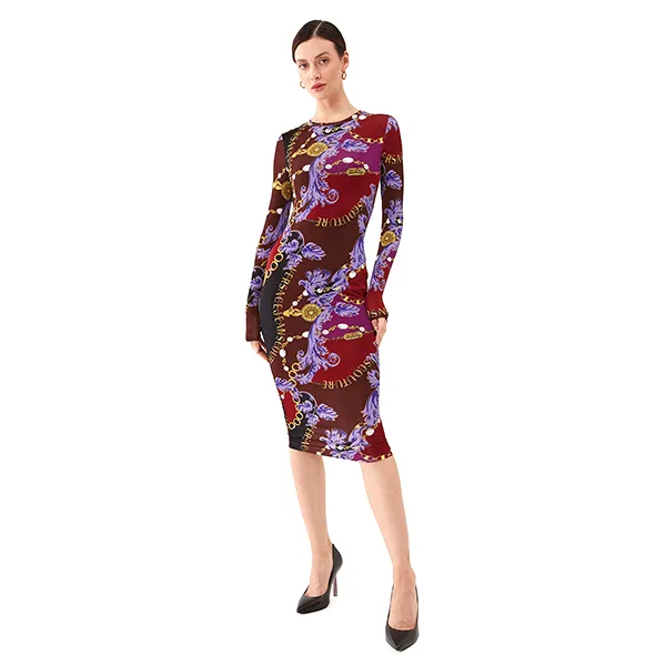 Váy Versace Jeans Couture Violet Slim Fit Dress 75HAO920 JS204 G51 Phối Màu Size 40