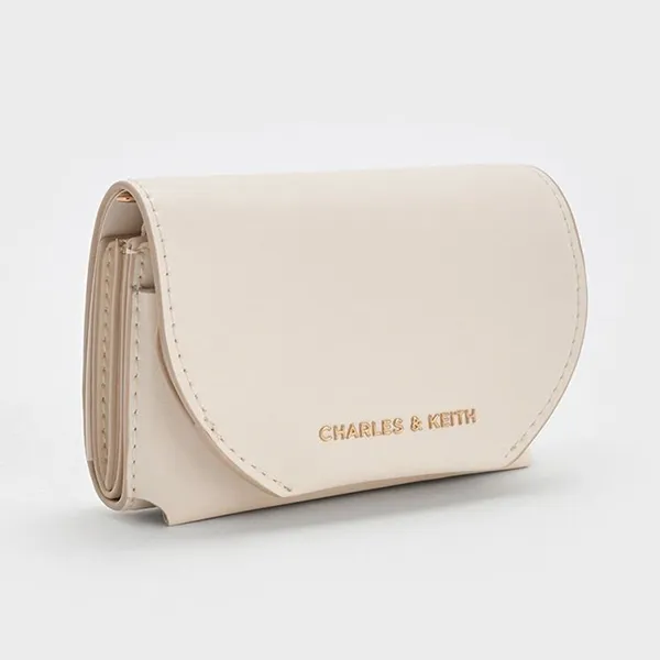 Ví Nữ Charles & Keith CNK Enola Front Flap Wallet CK6-10770658 Cream Màu Kem