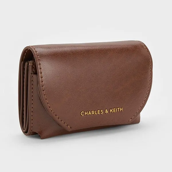 Ví Nữ Charles & Keith CNK Enola Front Flap Wallet CK6-10770658 Dark Brown Màu Nâu Đậm
