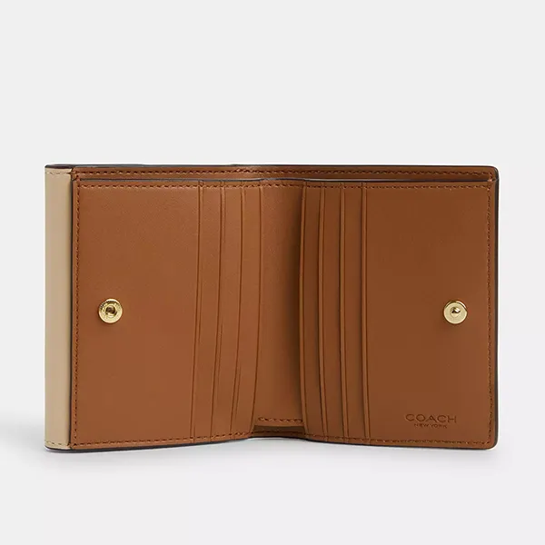 Ví Nữ Coach Small Morgan Wallet In Blocked Signature Canvas CT616 Màu Khaki