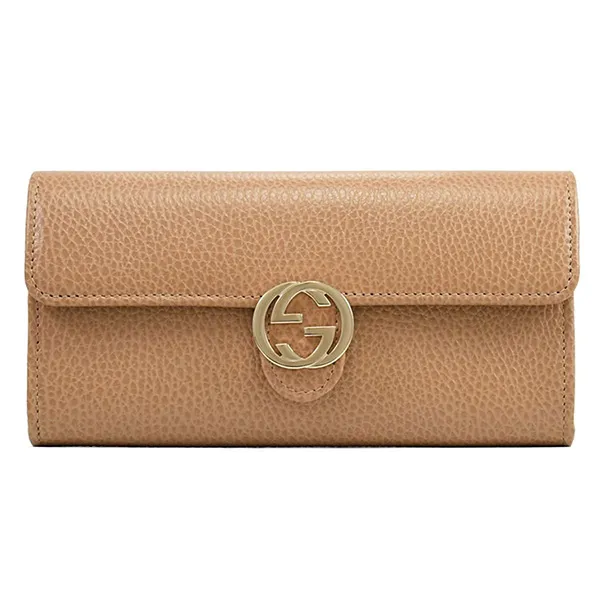 Ví Nữ Gucci Long Wallet Interlocking G GG Màu Beige