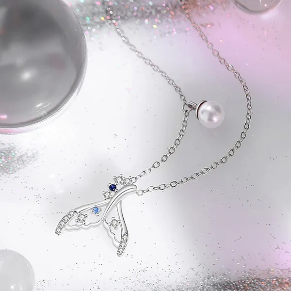 Vòng Cổ Nữ Lili Jewelry Bạc Đính Đá CZ Hình Đuôi Cá Voi Marina LILI_071362 Màu Bạc