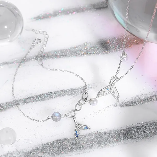 Vòng Cổ Nữ Lili Jewelry Bạc Đính Đá CZ Hình Đuôi Cá Voi Marina LILI_071362 Màu Bạc