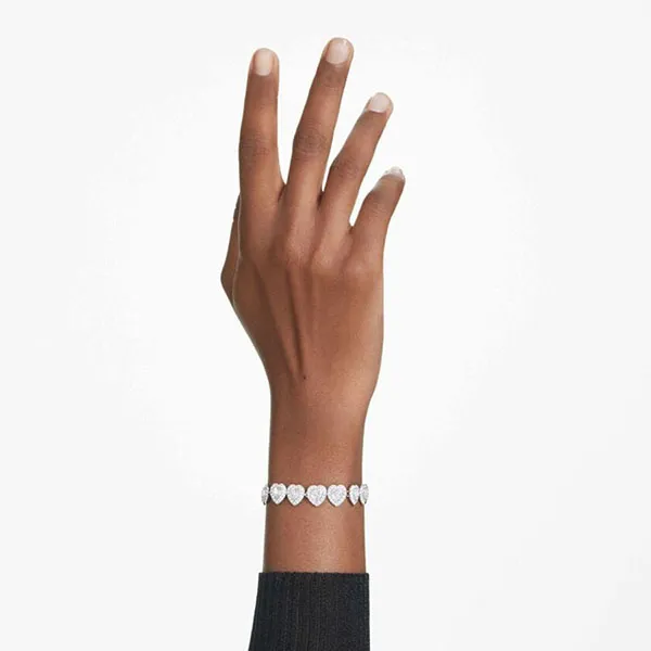 Vòng Đeo Tay Swarovski Tennis Bracelet Mixed Cuts, Heart, White, Rhodium Plated 5720860 Màu Bạc