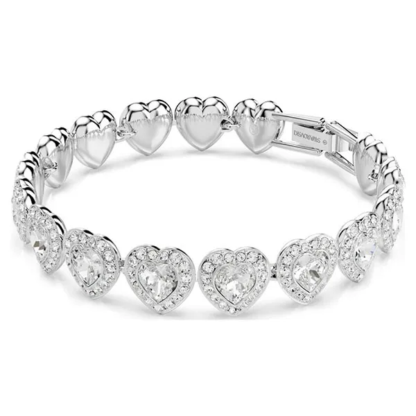 Vòng Đeo Tay Swarovski Tennis Bracelet Mixed Cuts, Heart, White, Rhodium Plated 5720860 Màu Bạc