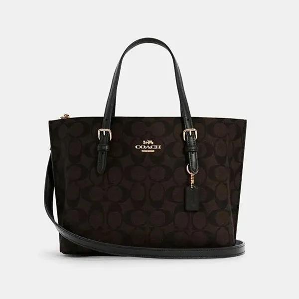 Túi Tote Nữ Coach Mollie Tote 25 In Signature Canvas C4250 Màu Đen Nâu