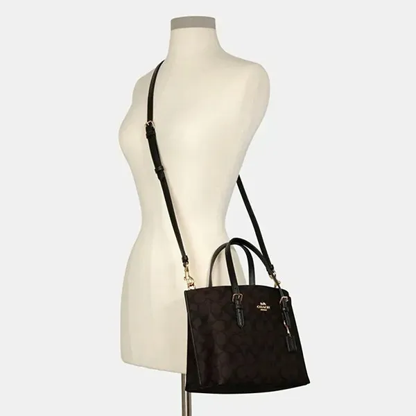 Túi Tote Nữ Coach Mollie Tote 25 In Signature Canvas C4250 Màu Đen Nâu