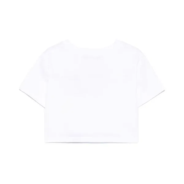 Áo Crop Top Trẻ Em Balmain Logo White Tshirt BW8A61 Z0082 100NE Màu Trắng Size 12