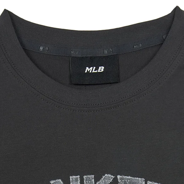 Áo Croptop Nữ MLB Denimlike Lettering Big Lux Crop Tshirt New York Yankees 3FTSM0553-50CGS Màu Xám Đậm Size S