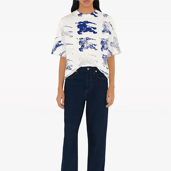 Áo Phông Burberry Equestrian Knight Short-sleeve 8082128 Tshirt Màu Trắng Size S