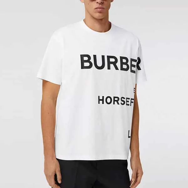 Áo Phông Burberry Print Horseferry 80406911 TShirt Màu Trắng Size XXS