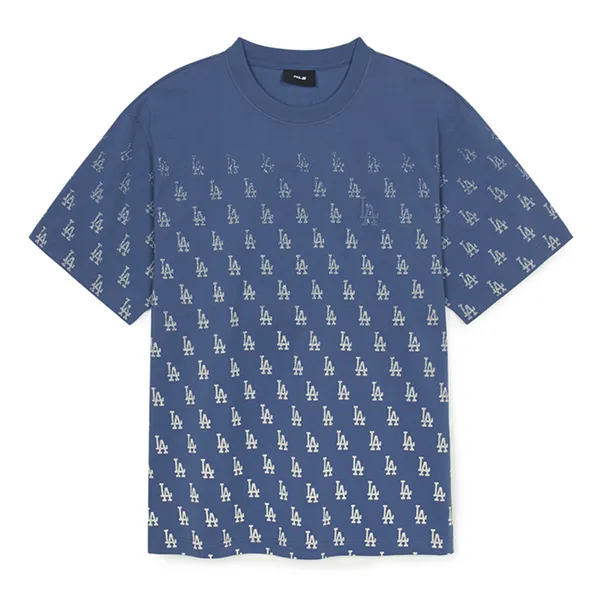 Áo Phông MLB Vintage Monogram Full-Panel Pattern Overfit Short Sleeve T-Shirt LA Dodgers 3ATSM2053-07INS Màu Xanh Size XS