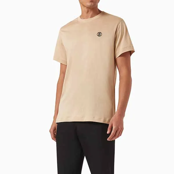 Áo Phông Nam Burberry Logo Embroidered Tshirt In Cotton Màu Be - Thời trang - Vua Hàng Hiệu