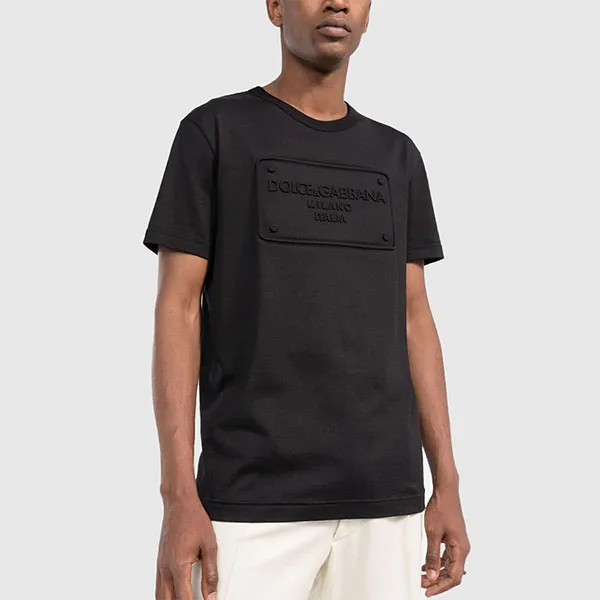 Áo Phông Nam Dolce & Gabbana D&G Logo Embossed Crewneck T-Shirt G8KBAZG7C7U Màu Đen Size 46