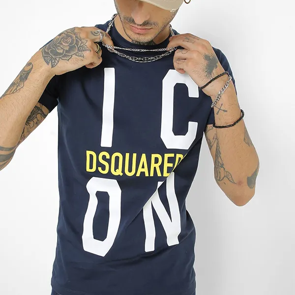 Áo Phông Nam Dsquared2 Icon Cool Cotton Slim Fit Tshirt Màu Xanh Navy Size XS - Thời trang - Vua Hàng Hiệu
