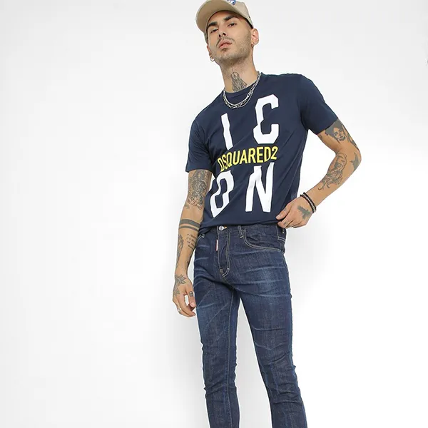 Áo Phông Nam Dsquared2 Icon Cool Cotton Slim Fit Tshirt Màu Xanh Navy Size XS - Thời trang - Vua Hàng Hiệu