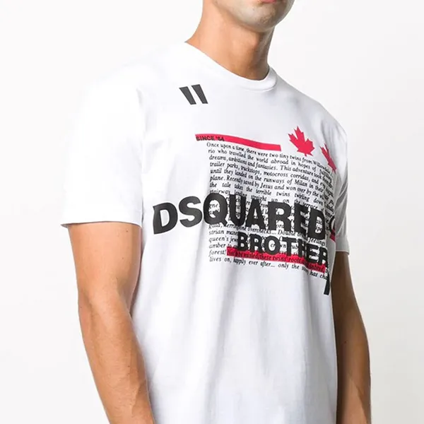 Áo Phông Nam Dsquared2 Logo Print T-Shirt Màu Trắng Size L - Thời trang - Vua Hàng Hiệu