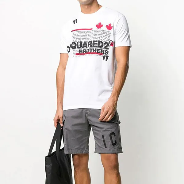Áo Phông Nam Dsquared2 Logo Print T-Shirt Màu Trắng Size L - Thời trang - Vua Hàng Hiệu