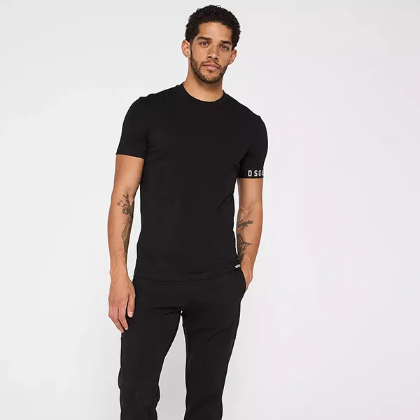 Áo Phông Nam Dsquared2 Loungewear Sleeve Band Logo Crew Tshirt Màu Đen Size S - Thời trang - Vua Hàng Hiệu