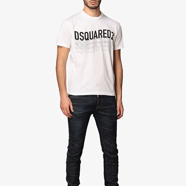 Áo Phông Nam Dsquared2 Men's Round Neck Short Sleeve TShirt With Logo S74GD0829 Màu Trắng Size S