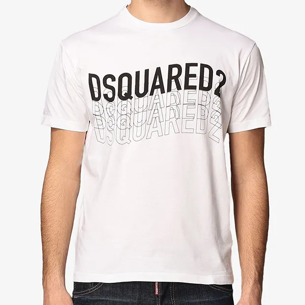 Áo Phông Nam Dsquared2 Men's Round Neck Short Sleeve TShirt With Logo S74GD0829 Màu Trắng Size S