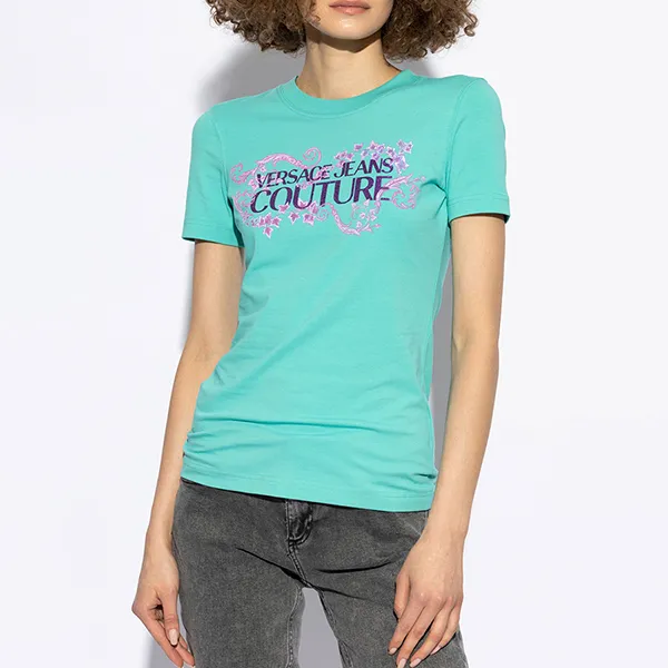 Áo Phông Nữ Versace Jeans Couture 77HAHE06 CJ02E 188 Màu Xanh Size XS