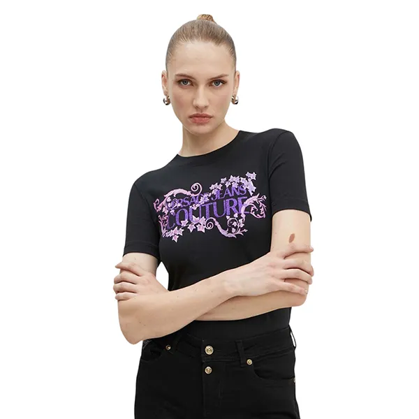 Áo Phông Nữ Versace Jeans Couture 77HAHE06 CJ02E 899 Màu Đen Size XS