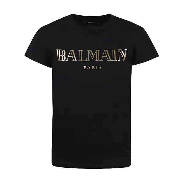 Áo Phông Trẻ Em Balmain Logo Tshirt BW8A91 Z0082 Màu Đen Size 12