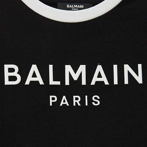 Áo Phông Trẻ Em Balmain T-Shirt BW8Q31 Z0082 Màu Đen Size 12