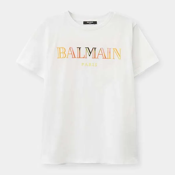 Áo Phông Trẻ Em Balmain T-Shirt BW8Q41 Z0082 Màu Trắng Size 12