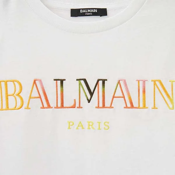 Áo Phông Trẻ Em Balmain T-Shirt BW8Q41 Z0082 Màu Trắng Size 12