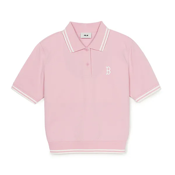 Áo Polo Nữ MLB Basic Crop Polo Boston Red Sox 3FPQB0253-43PKM Màu Hồng Size XS - Thời trang - Vua Hàng Hiệu