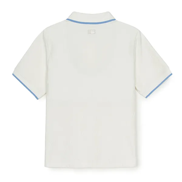 Áo Polo MLB Dia Monogram Tonal Jacquard Polo New York Yankees 3FPQM0353-50IVS Màu Trắng Kem Size S