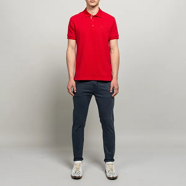 Áo Polo Nam Burberry BBR Hartford Check Placket Polo Red Màu Đỏ Size XS