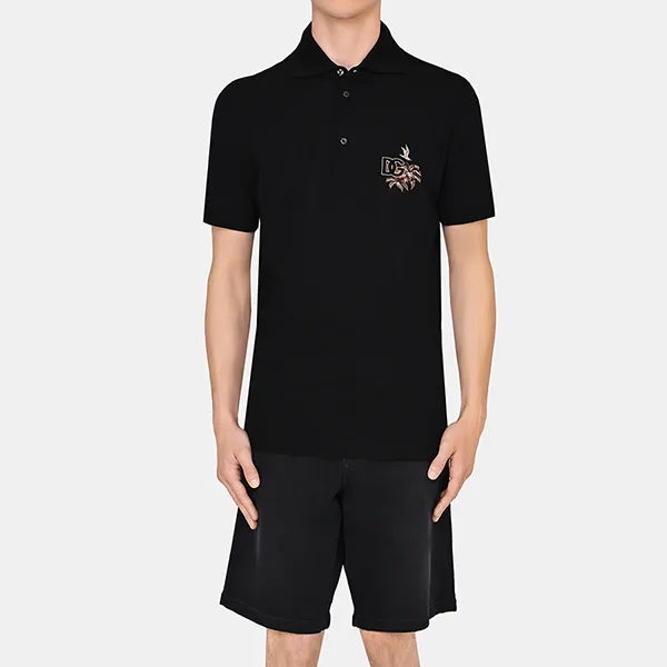 Áo Polo Nam Dolce & Gabbana D&G Embroidered Logo Polo In Black G8FT0Z FU7EN Màu Đen Size 46