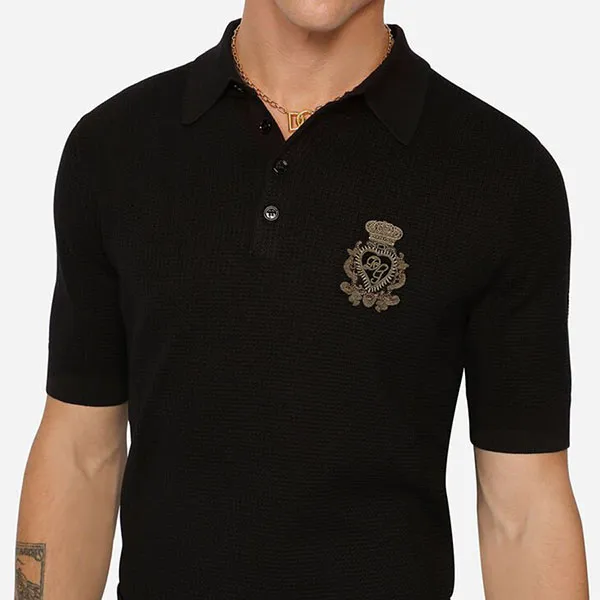 Áo Polo Nam Dolce & Gabbana D&G Embroidery Logo Crown Màu Đen Size 44