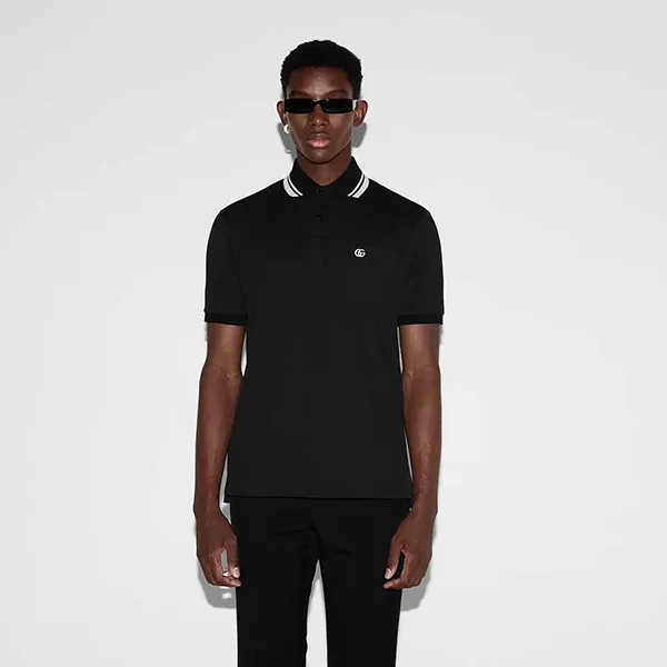 Áo Polo Nam Gucci Logo Cotton In Piquet Colletto Web 795174 XJG16 1000 Màu Đen Size S D- LM - Thời trang - Vua Hàng Hiệu