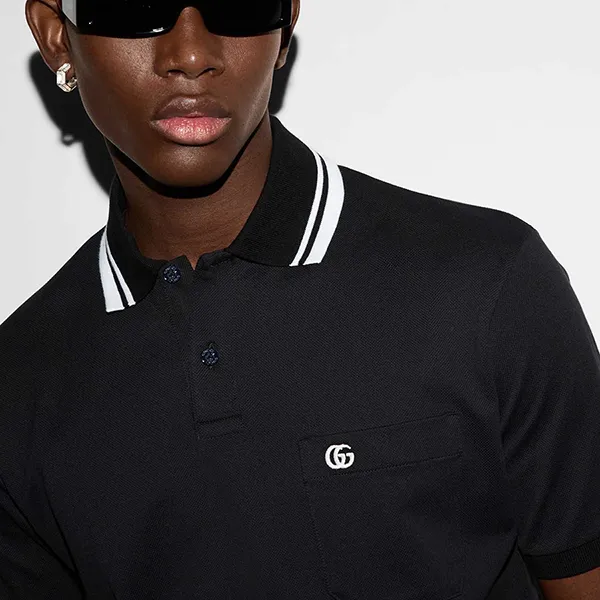 Áo Polo Nam Gucci Logo Cotton In Piquet Colletto Web 795174 XJG16 1000 Màu Đen Size S D- LM - Thời trang - Vua Hàng Hiệu