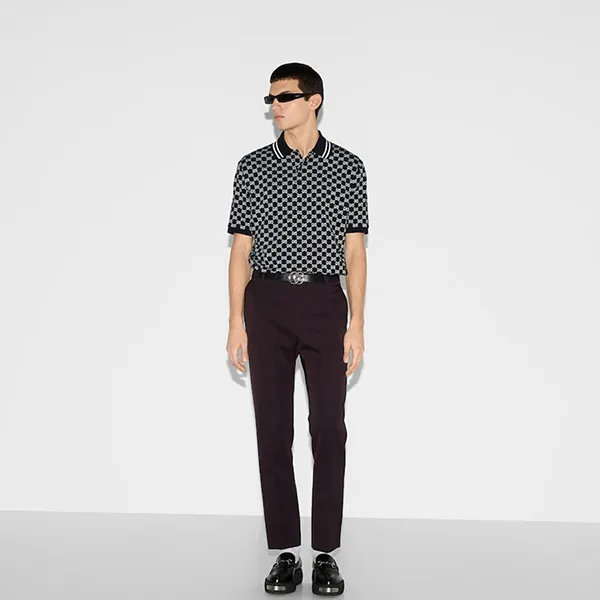 Áo Polo Nam Gucci GC Piquet Jacquard Màu Xanh Đen Size S - Thời trang - Vua Hàng Hiệu