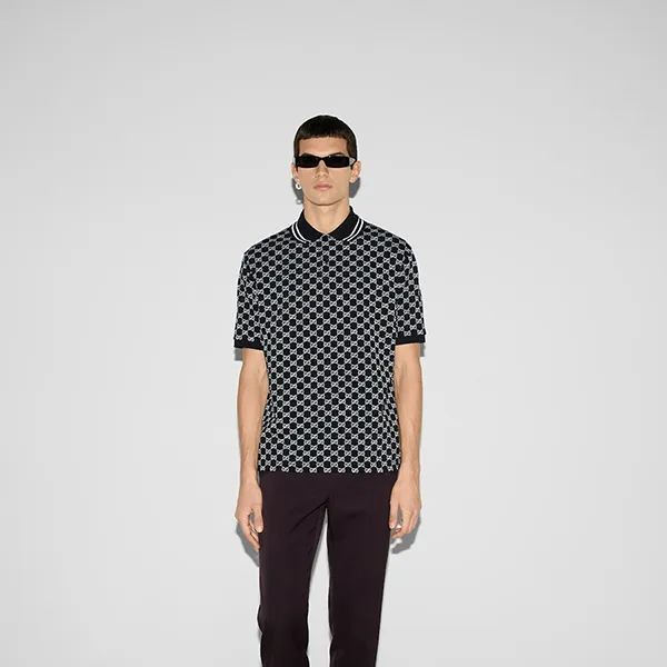 Áo Polo Nam Gucci GC Piquet Jacquard Màu Xanh Đen Size S - Thời trang - Vua Hàng Hiệu