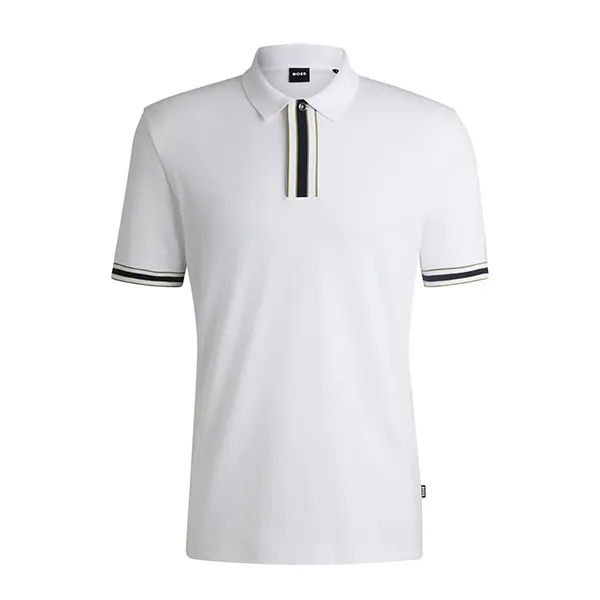 Áo Polo Nam Hugo Boss Interlock-Cotton Polo Shirt With Contrast Tipping 50486186 100 Màu Trắng Size L - Thời trang - Vua Hàng Hiệu