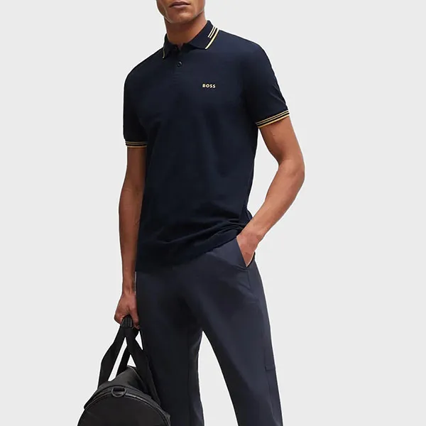 Áo Polo Nam Hugo Boss Men's Stretch Cotton Slim Fit Buttoned Polo Collar T Shirt 50506193 401 Màu Xanh Navy Size L - Thời trang - Vua Hàng Hiệu