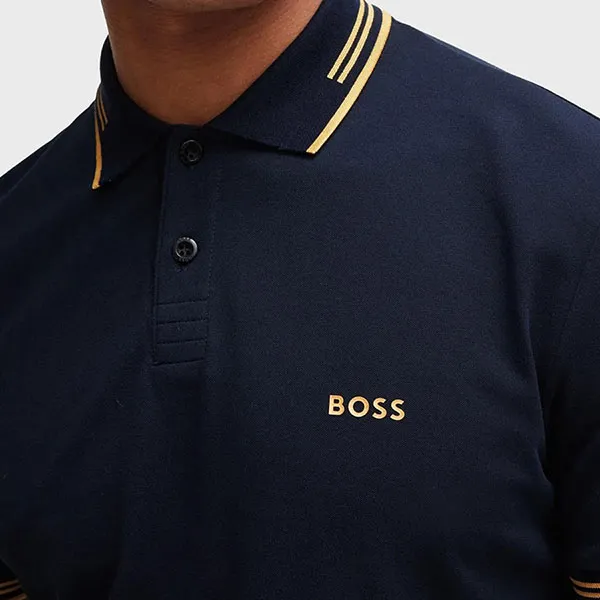 Áo Polo Nam Hugo Boss Men's Stretch Cotton Slim Fit Buttoned Polo Collar T Shirt 50506193 401 Màu Xanh Navy Size L - Thời trang - Vua Hàng Hiệu