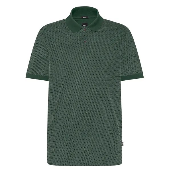 Áo Polo Nam Hugo Boss Mercerized-cotton Polo Shirt With Two-tone Monogram Print 50518877 385 Màu Xanh Green Size S