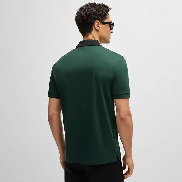 Áo Polo Nam Hugo Boss Mercerized-cotton Slim-fit Polo Shirt With Collar Stripes 50521127 385 Màu Xanh Green Size M - Thời trang - Vua Hàng Hiệu